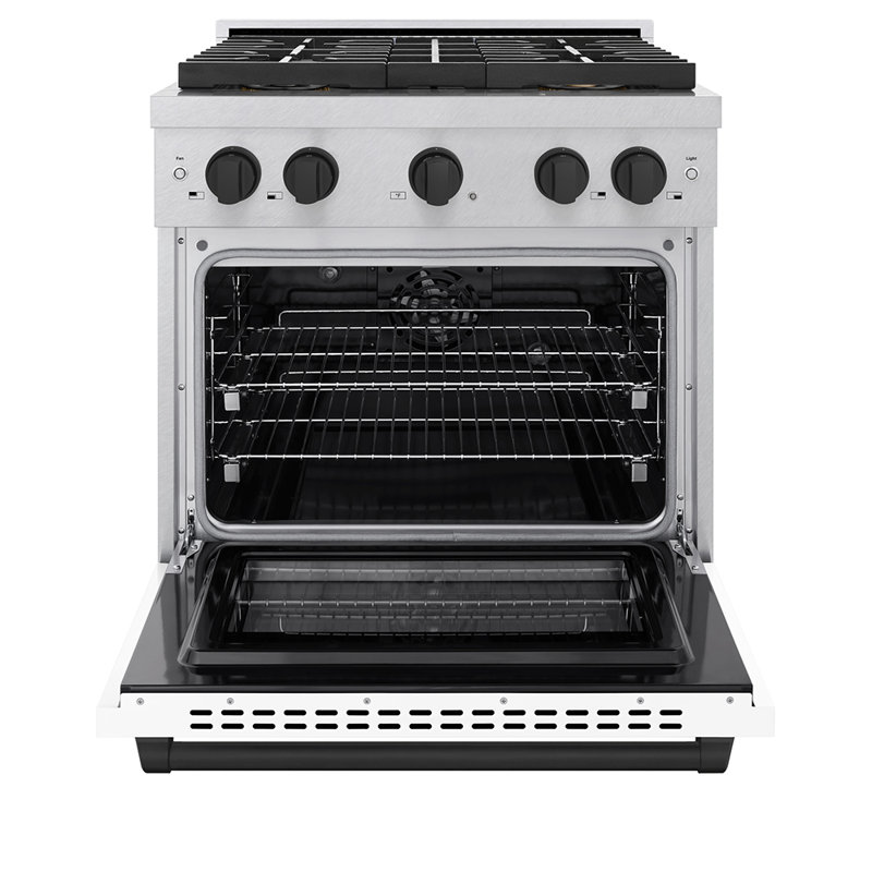 ZLINE Autograph Edition 36 in. 5.2 cu. ft. Paramount Dual Fuel Range W/ 6 Burner DuoPro Cooktop and Electric Convection Oven in Satin Stainless Steel W/ White Matte Door and Champagne Bronze Accents