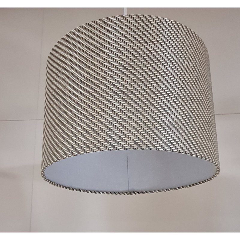 20cm H Linen Drum Pendant Shade ( Uno ) in Grey