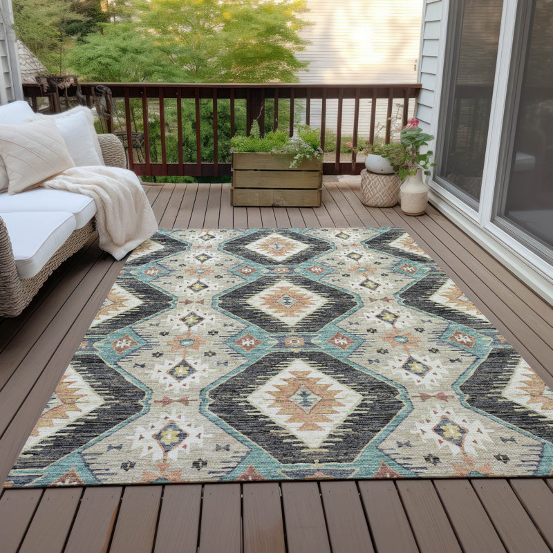 Tapis marocain intérieur / extérieur lavable à la machine Husby ACN2210, Rectangle 10 pi x 14 pi