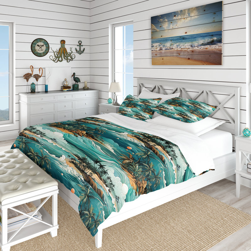 Ensemble de housse de couette Oceanic Dreamscape, Housse de couette pour très grand lit et 2 très