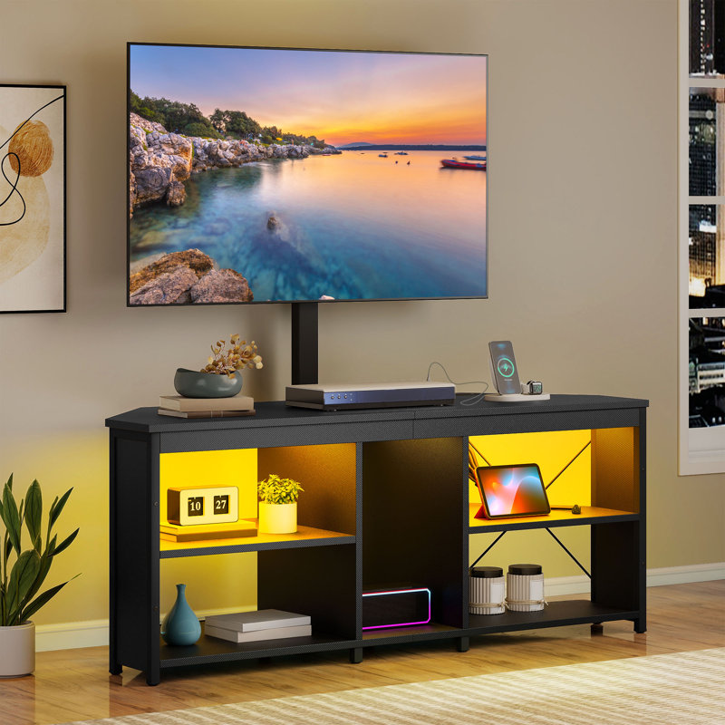  Meuble télé d'angle avec support, lumières DEL et centre de charge