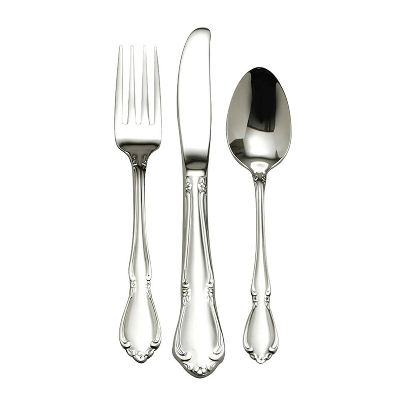 Oneida Chateau 3 Piece Child Flatware Set, 18/8 Stainless Steel, Silver