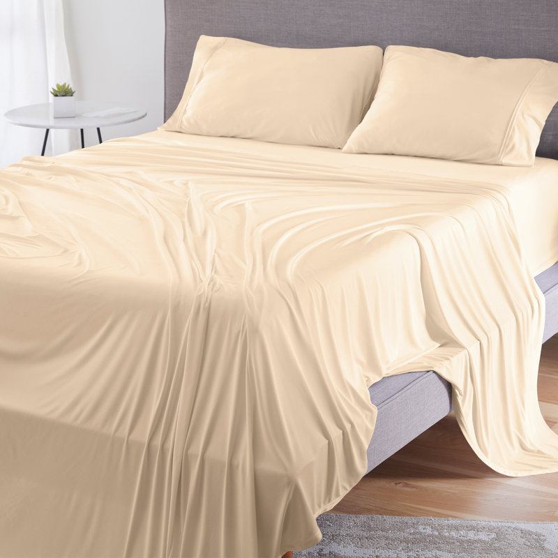 Bedgear Dri-Tec Bed Sheet Set - Moisture Wicking, Breathable, Soft Sheets for Hot Sleepers, Champagne, Split King