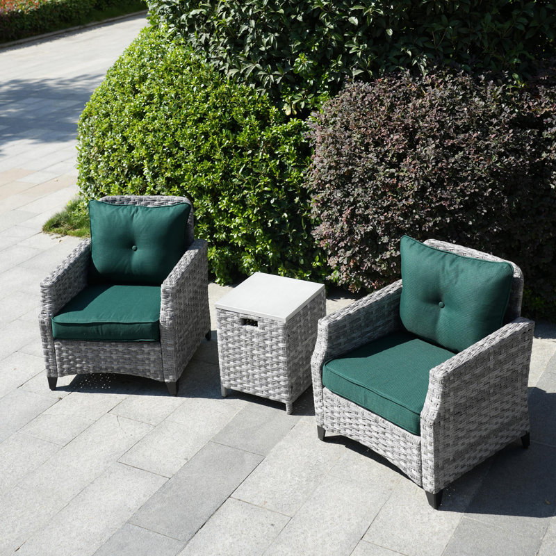 Juwaan 2 - Person Patio Conversation Set with Cushions, Atrovirens