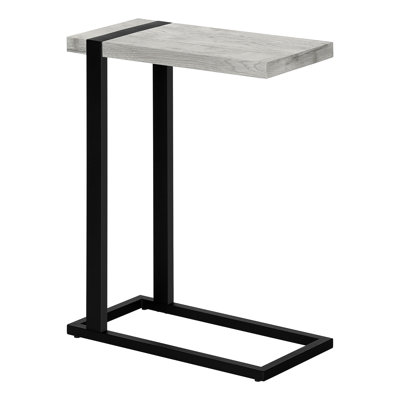 Accent Table, C-Shaped, End, Side, Snack, Living Room, Bedroom, Grey Laminate, Black Metal, Contemporary, Modern