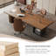 Bureau 94,49 po moderne en bois massif brun minimaliste-124918845