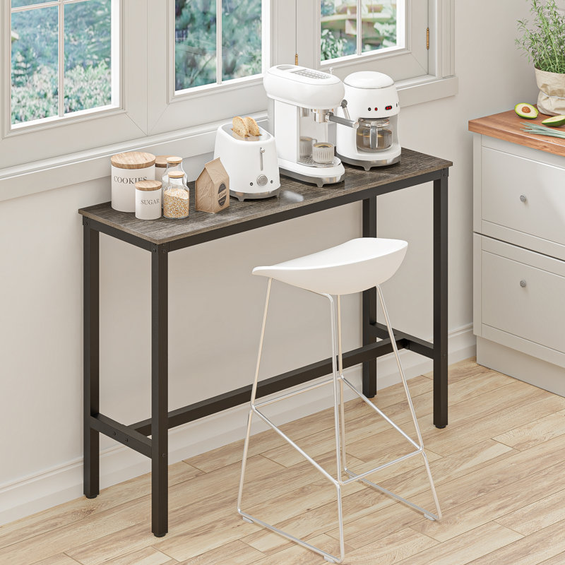 Amner Metal Base Dining Table, 39.37" H x 39.37" L x 17.71" W, Black Oak
