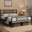 Modern Metal Bed Frame with Cross-design Headboard & Footboard-230473511-230473508