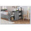 Lit plateforme simple en bois avec bureau et tablette de rangement à l'extrémité du lit-218531241