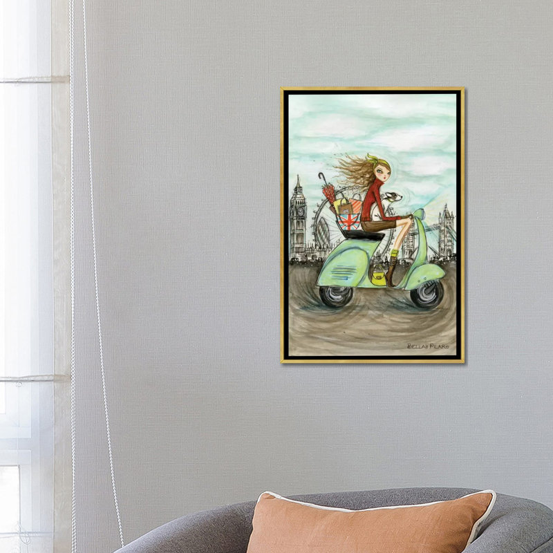 Art de londres, H 48 po x l 32 po x P 1,5 po, Toile encadrée d'or