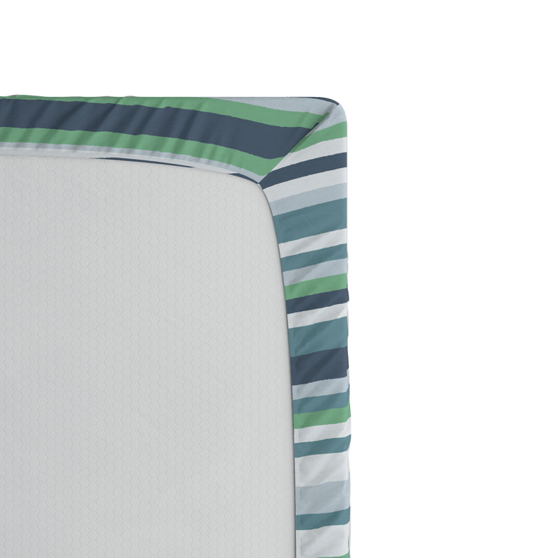 Queen Blue Striped Microfiber Fitted Bed Sheet