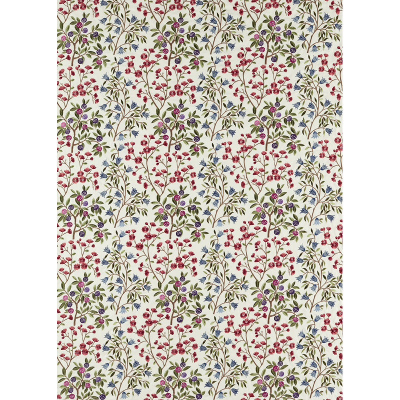 Foraging Embroidery Fabric, Red/Green