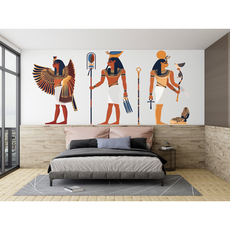 Autocollant égyptien égyptien, autocollant égyptien, art mural Pharaon, décoration murale déesse, murale de salon Boho