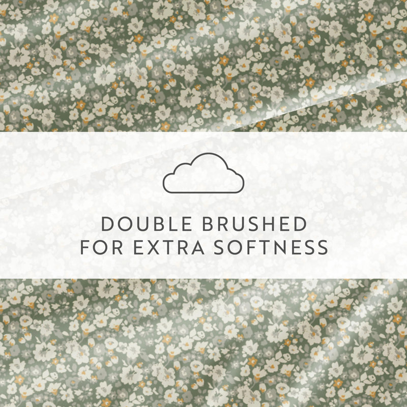 Green Floral Microfiber Full Sheet Set