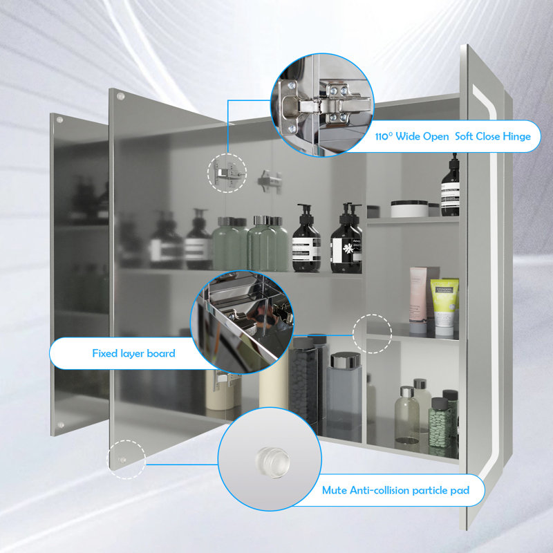 Gerding 39.3'' W 23.6'' H Frameless Medicine Cabinet With Mirror And Led