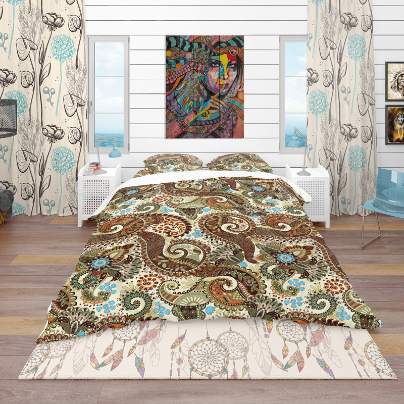 Ensemble de housse de couette rétro, Housse de couette double / grand + 2 taies