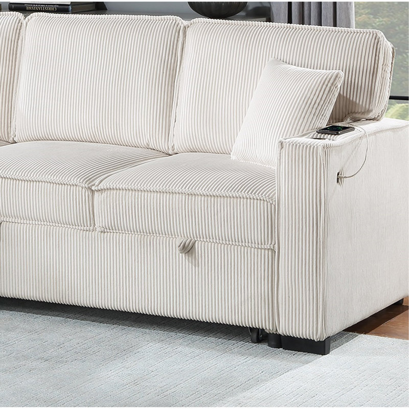 Ensemble de canapé convertible modulaire en velours côtelé réversible avec rangement pour canapé et canapé-lit 2 pièces