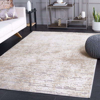 Tapis abstrait taupe / ivoire Goble