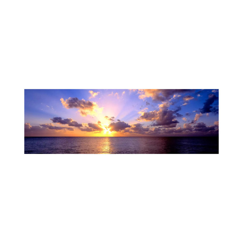 Sunset 7 Mile Beach Cayman Islands Caribbean - Panoramic Print on Canvas, Wrapped Canvas, 30.48 cm H x 91.44 cm W x 1.91 cm D