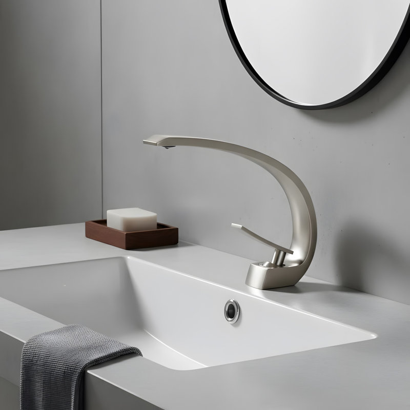 Single-hole Bathroom Sink Faucet with Single Handle, Brushed Nickel