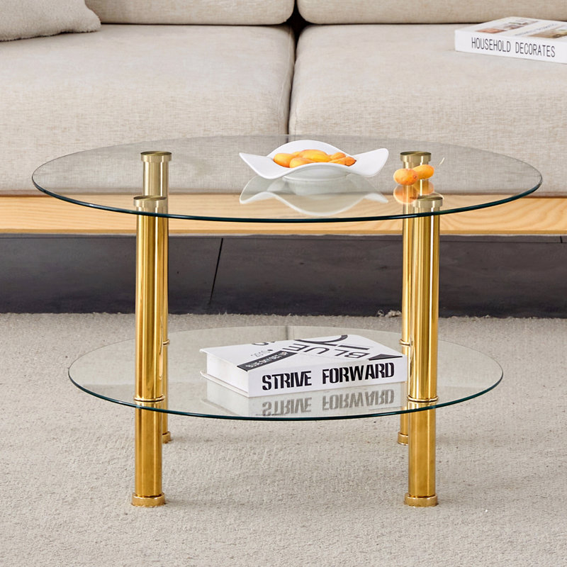 Table basse avec plateau en verre, Or