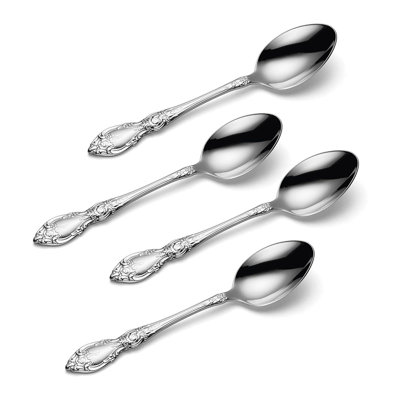 Oneida Wordsworth 5.93" x 1.3" Everyday Flatware Teaspoons, Set of 4, Silver