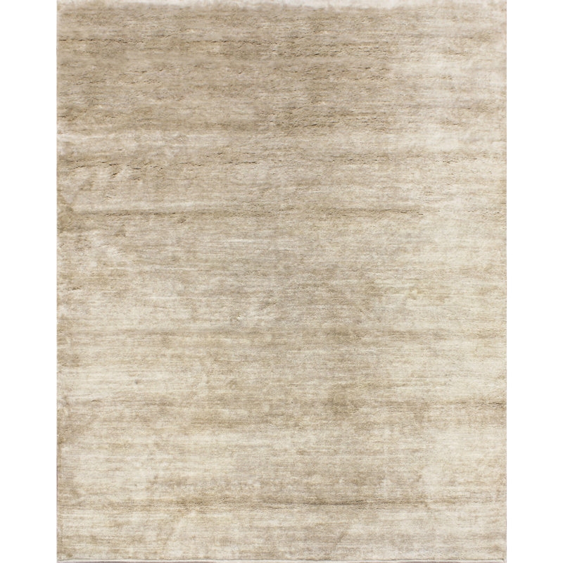 High-Quality Hand-Knotted Brown Area Rug, Rectangle 5' x 8'
