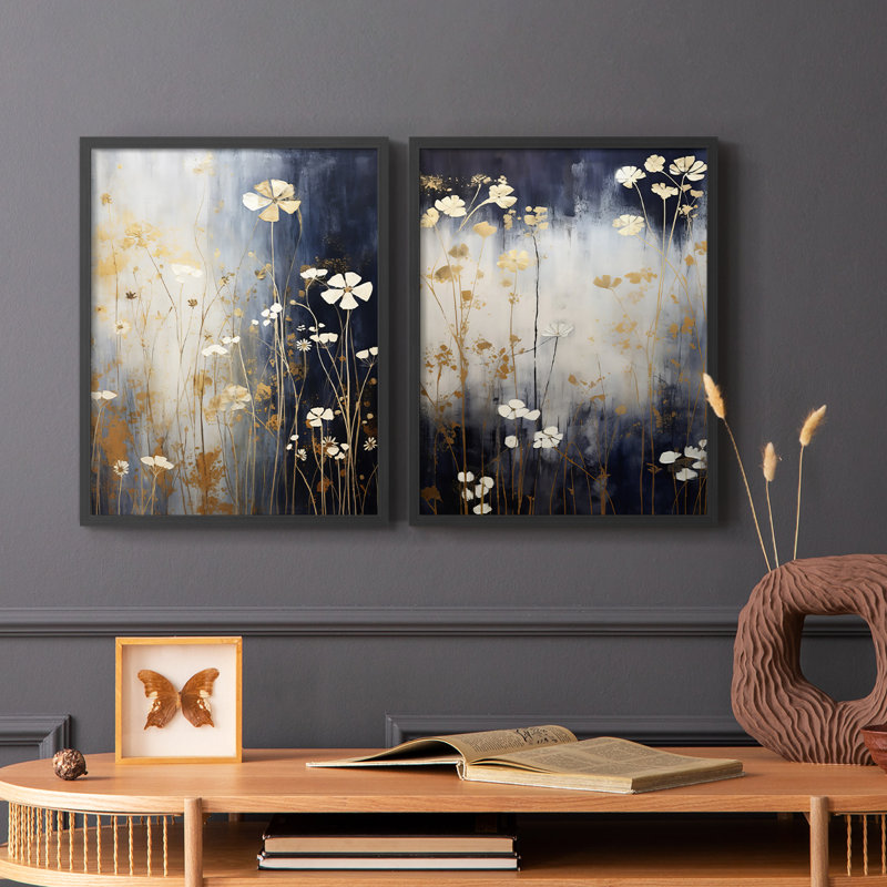 FLORAL Series CCCCXC - reproduction encadrée de qualité supérieure - prête à être accrochée - aucun clou requis - aucun clou requis