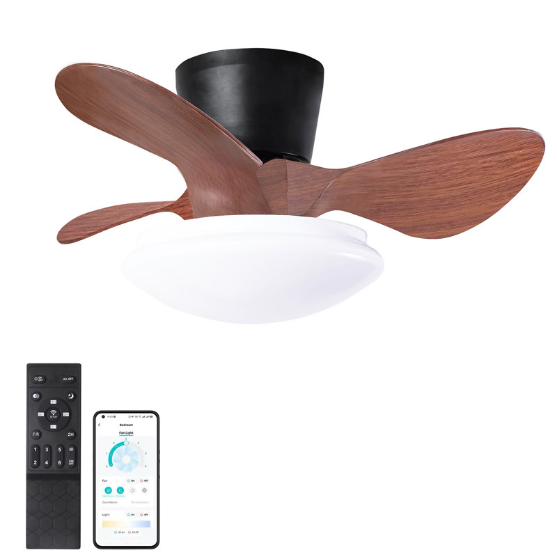 24'' Ceiling Fan with LED Lights, Brown