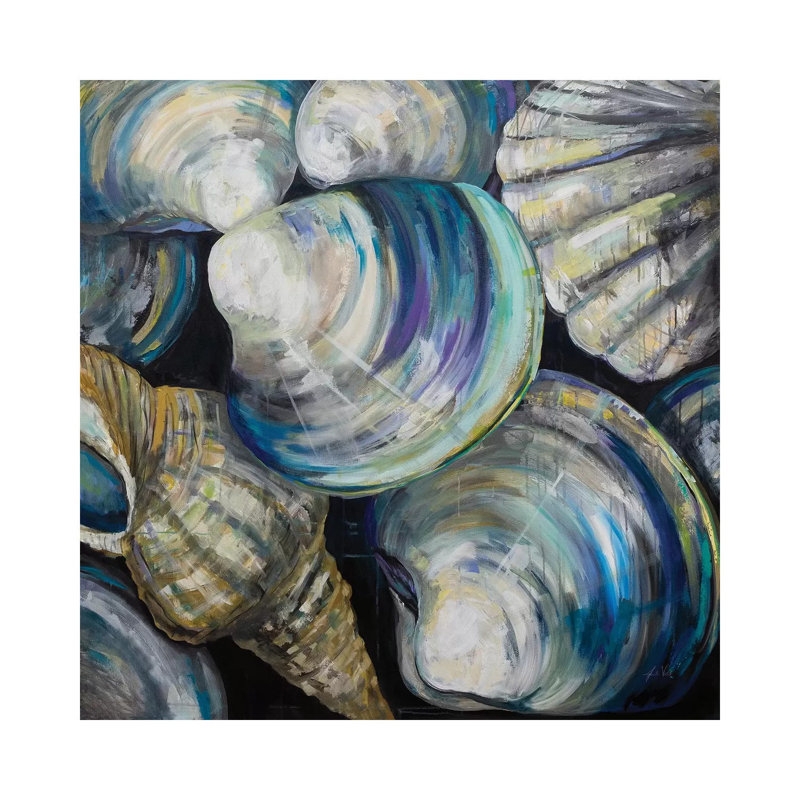 «Key West Shells» par Jeanette Vertentes - peinture sur toile tendue, H 12 po x l 12 po x P 0,75 po