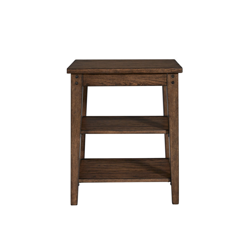 Laron 2-Shelf Wood End Table, Brown