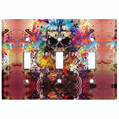 Patterned 3 - Gang Toggle Light Switch Standard Wall Plate