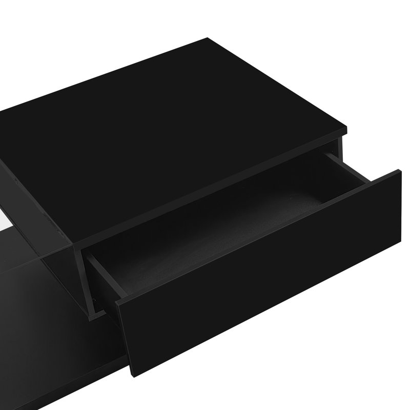 Camecia Pedestal Coffee Table with Storage, Black, Black