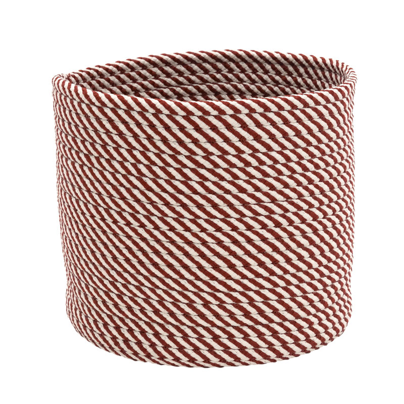 Panier de rangement tissé torsadé de Noël, Rouge / blanc, H 10 po x l 12 po x P 12 po