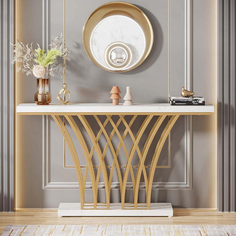 Faux Marble Entryway Table  Console Table