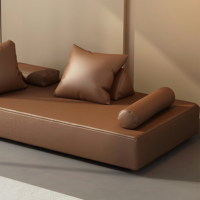 Chaise longue intérieure confortable, siège large, Café, Accoudoir à gauche (vu de face)
