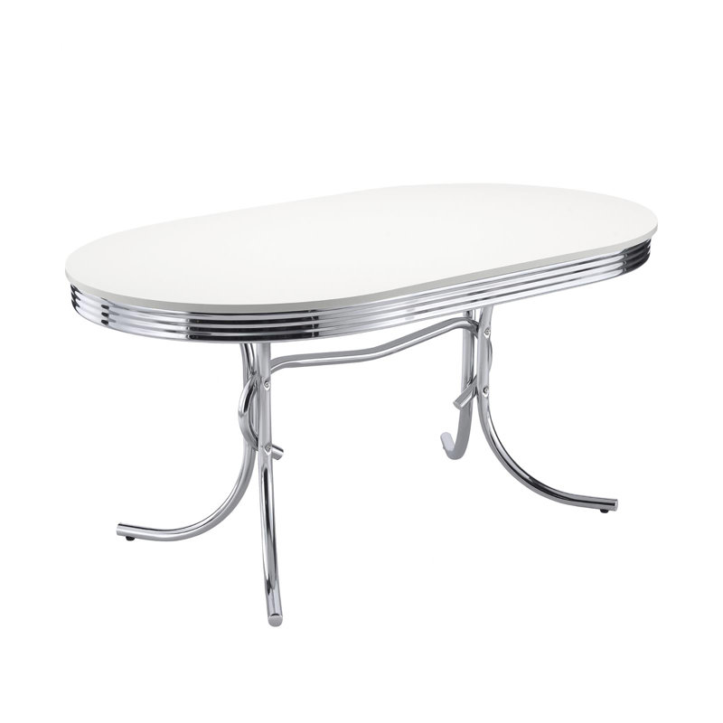 White and Chrome Oval Dining Table