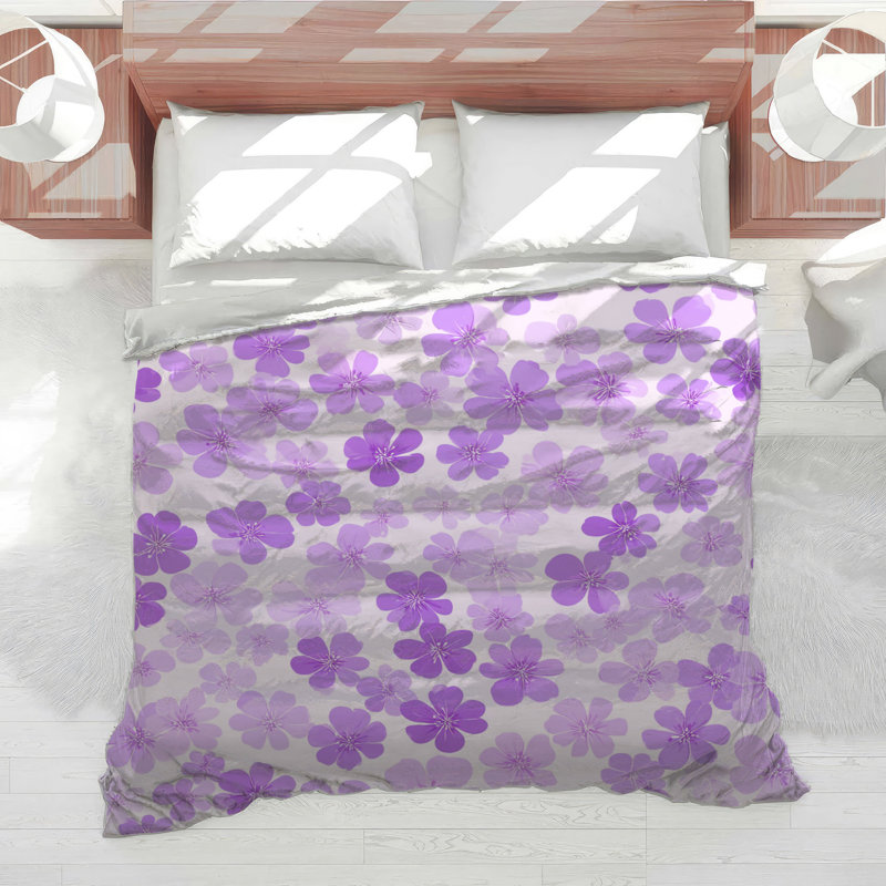 Fleurs, édredon floral, bohème bohémien, Édredon simple, Floral mauve / bleu