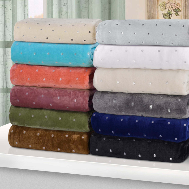 Mauve Polka Dot Reversible Fleece Throw Blanket