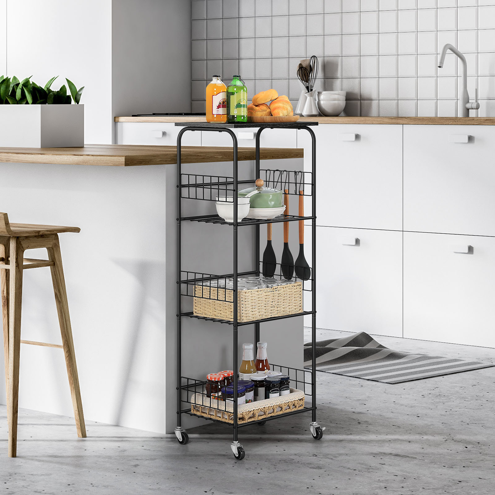 Square Tube Wire Racking Ebern Designs Four - Tier Round Tube Wire Storage Rack - Wayfair Canada
