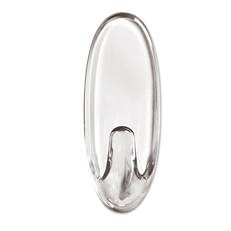 Medium Clear Plastic Hooks with Adhesive Strips, 50-Pack