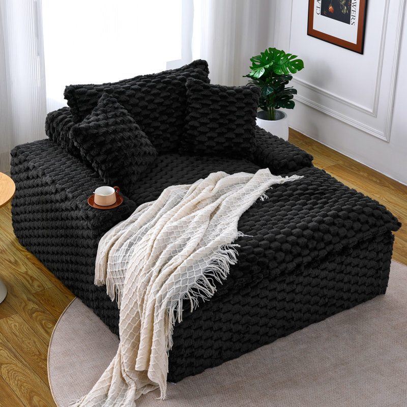 51 - Inch Comfortable Harbor Luxury Single Sofa: Two Pillows And One Backrest, Black
