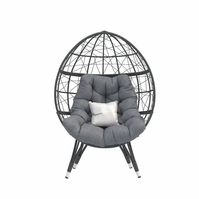 Fauteuil surdimensionné en osier Dakota Fields, Gris