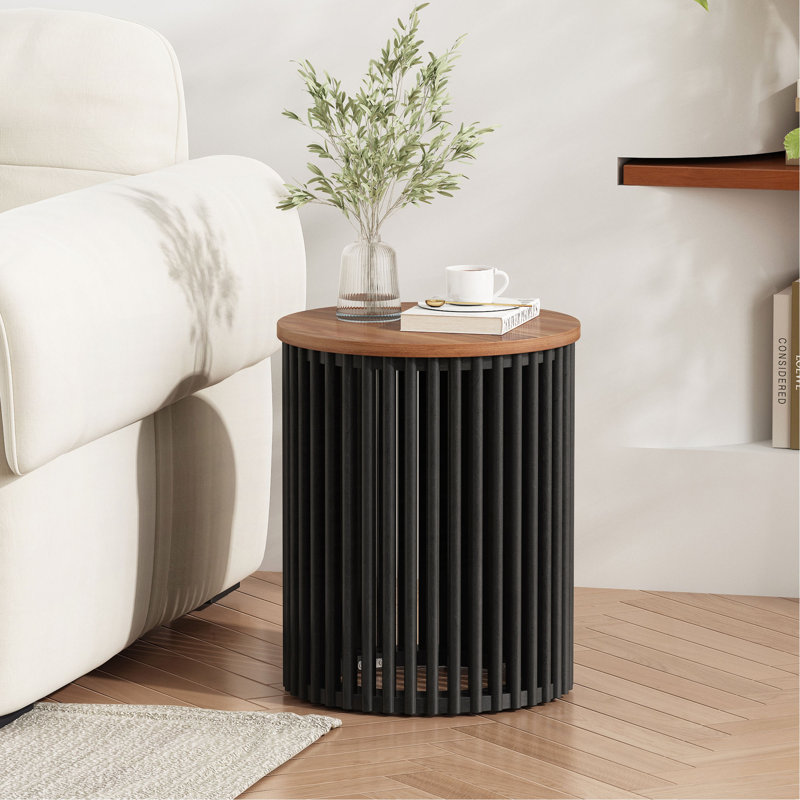 ACACIA SOLID WOOD SIDE TABLE, Natural/Black