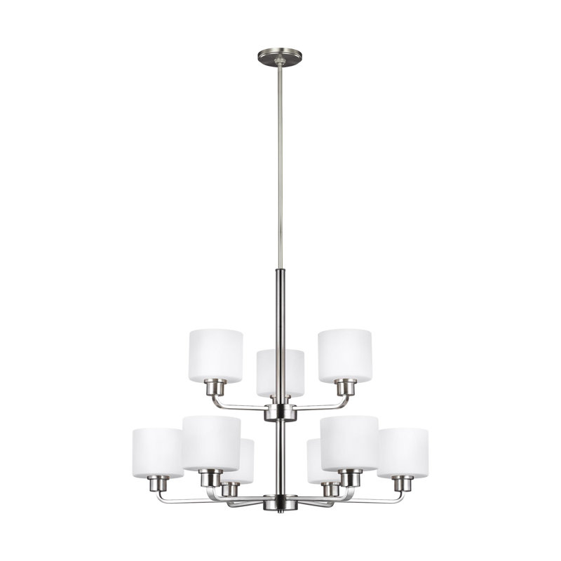 Lustre à neuf lumières Canfield de Génération Lighting , Nickel brossé, Non