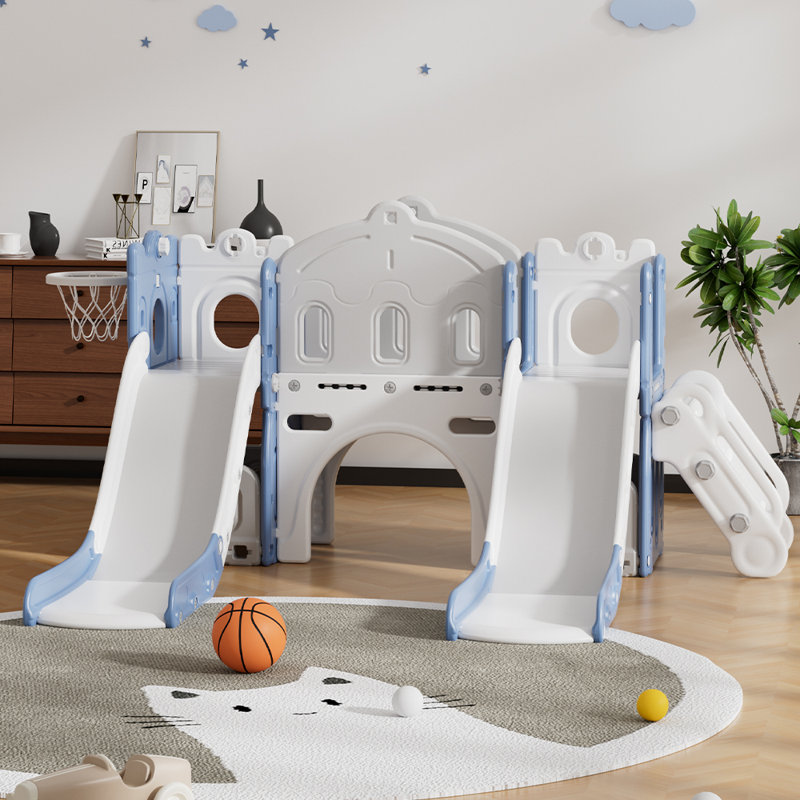 Zoomie Kids Indoor Slide, Blue/Grey
