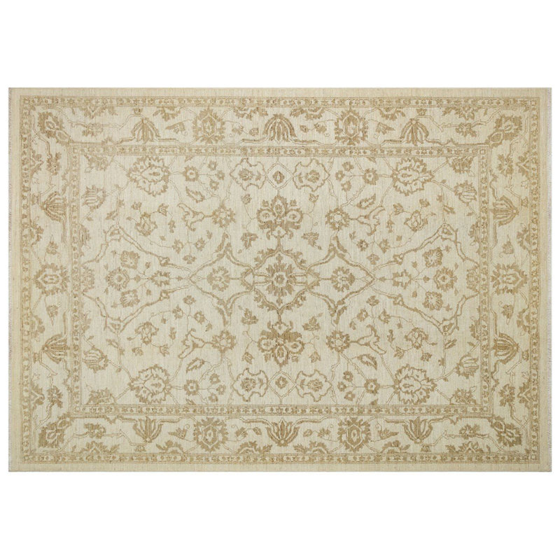 Jylène floral tissé à la main beige 100% laine oriental