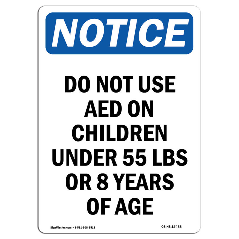 Do Not Use AED on Children Decal