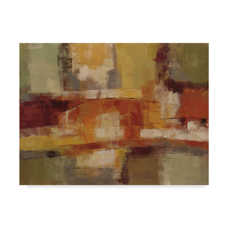Silvia vassileva,, impression sur toile, brun clair rouges sac orange campagnes, H 24 po x l 32 po x P 2 po