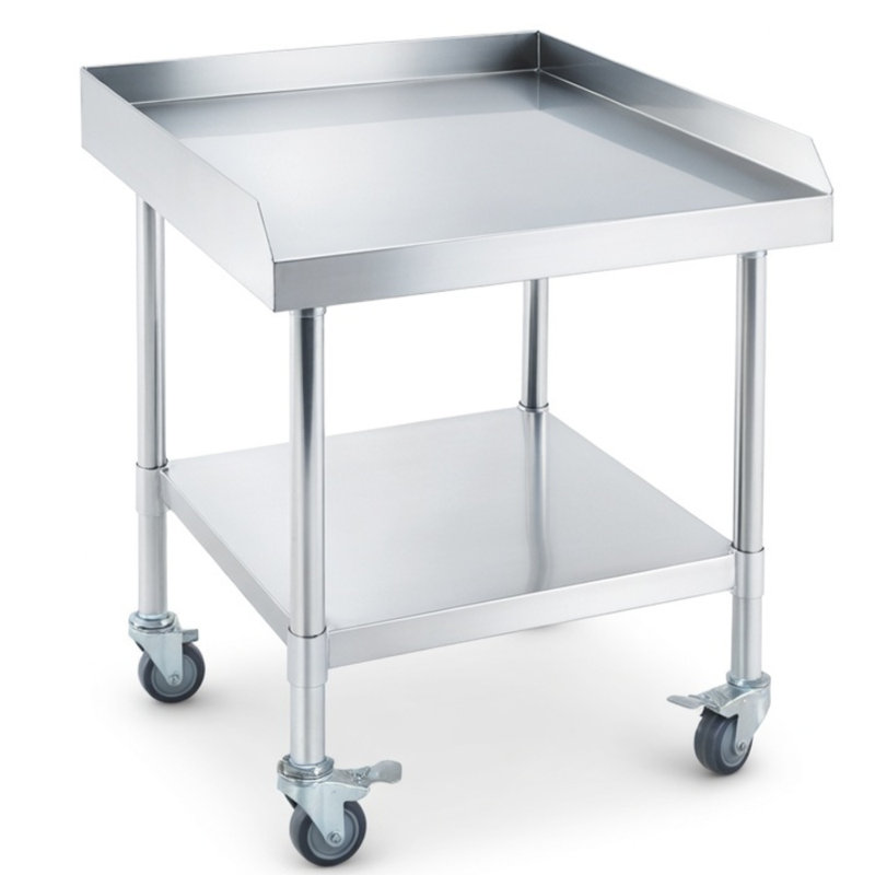 Support pour équipement roulant en acier inoxydable avec 4 roulettes, table de travail commerciale à 2 niveaux 30 po x 24 po